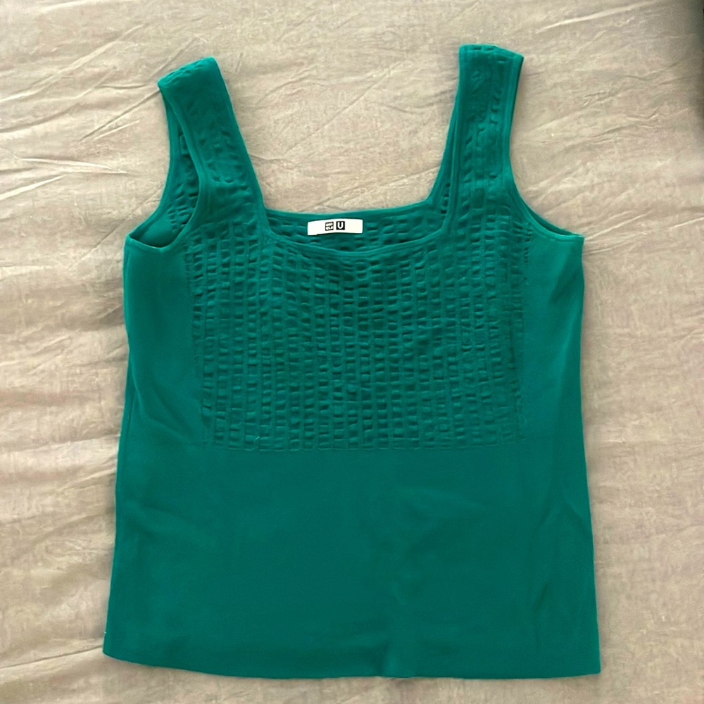 Uniqlo U Knit Square Neck Top Jade/Emerald Green NWOT